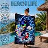 Blue Hedgehog In Action Beach Towel, Super Soft Microfiber, Perfect Gift for Her/Him, Birthday, for Pool, Beach, Travel, Decor Beach Party