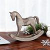 Wood Carving Rocking Horse Figurine Vintage Miniature Rocking Horse Statue Home Office Living Room Desktop Decoration Ornament