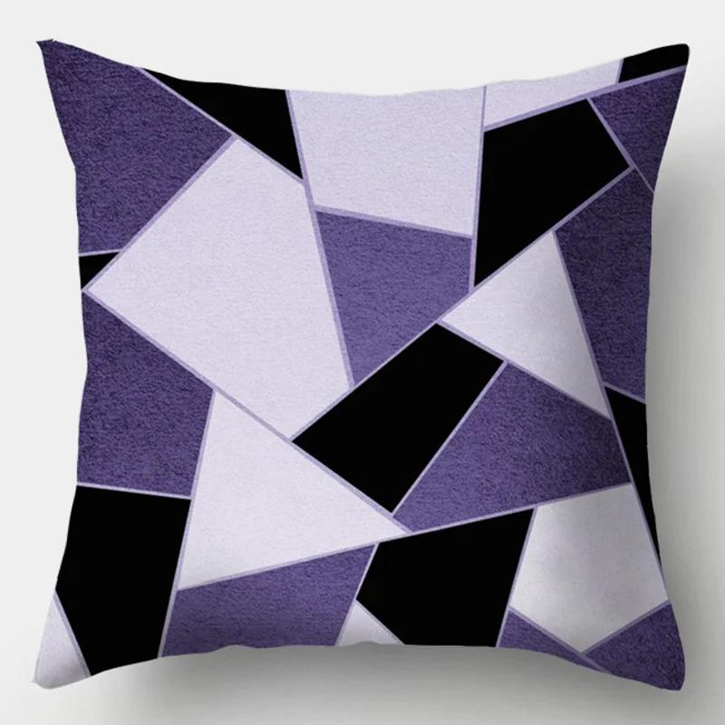 Purple Geometric Decorative Cushion Cover Pillow Pillowcase Polyester 45*45 Throw Pillows Home Decor Pillowcover