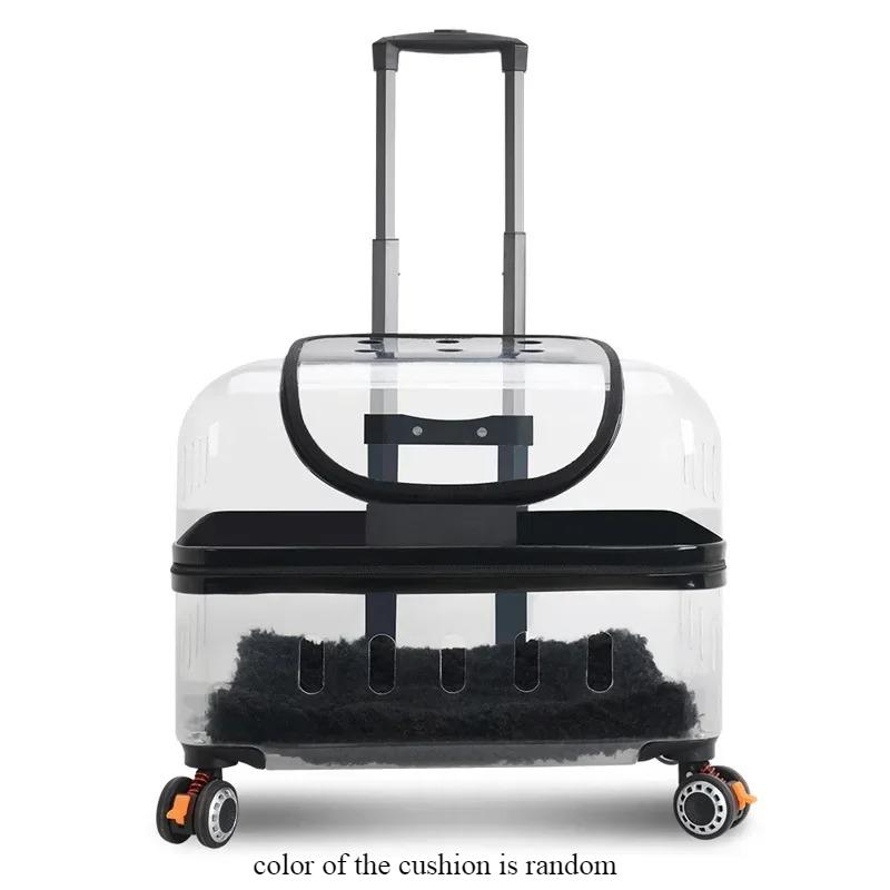 

Transparent Outdoor Pet Trolley Panoramic Cat Carriers Breathable Transport Cart Ventilated Transport Case for Outdoor Use чёрный