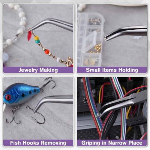 SPEEDWOX Bent Nose Pliers, Needle Nose Pliers, Bent Type, Needle Remover, Mini Bent Nose Pliers, Needle Nose Pliers, Micro Nose Pliers, No Grooves, No