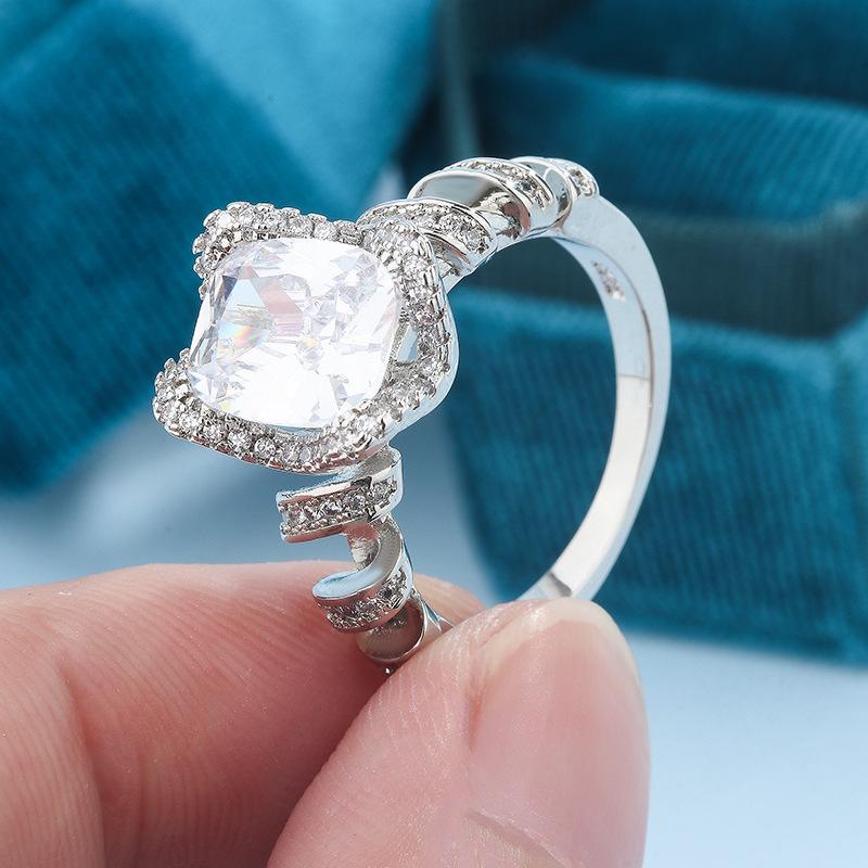 

925 Silver Plated High Quality Big Shiny Zircon Ring Jewelry For Women Anniversary Engagement Jewelry Gift 6
