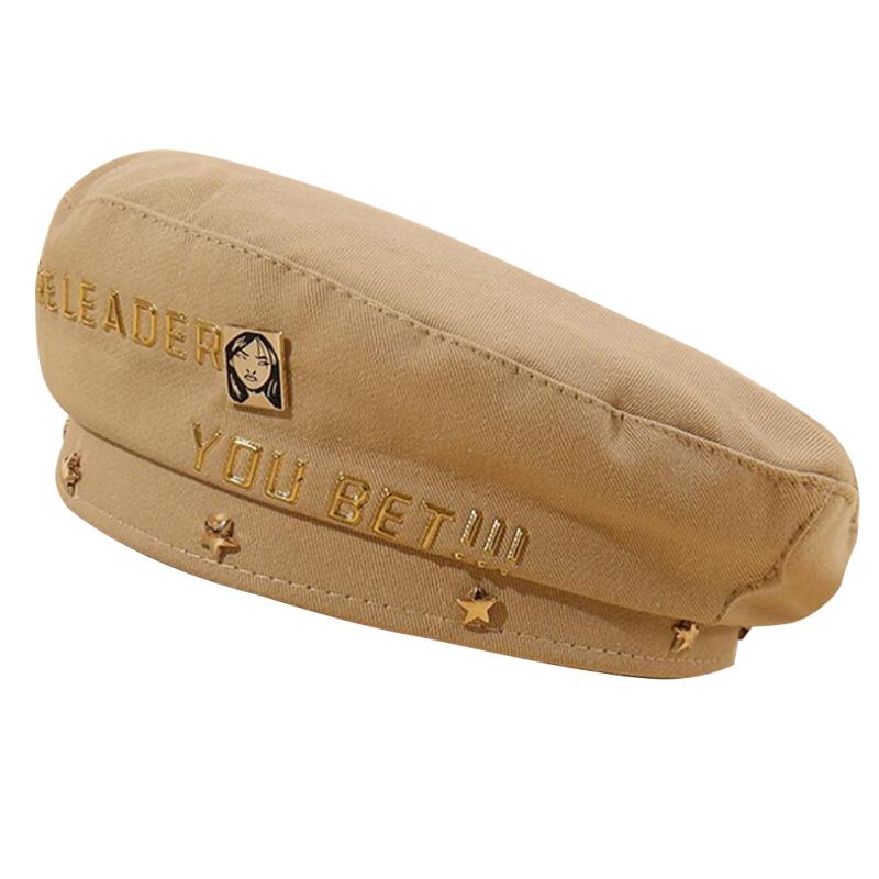 Men's and Women's Beret Golden Letter Pattern Sunscreen Beret Hat