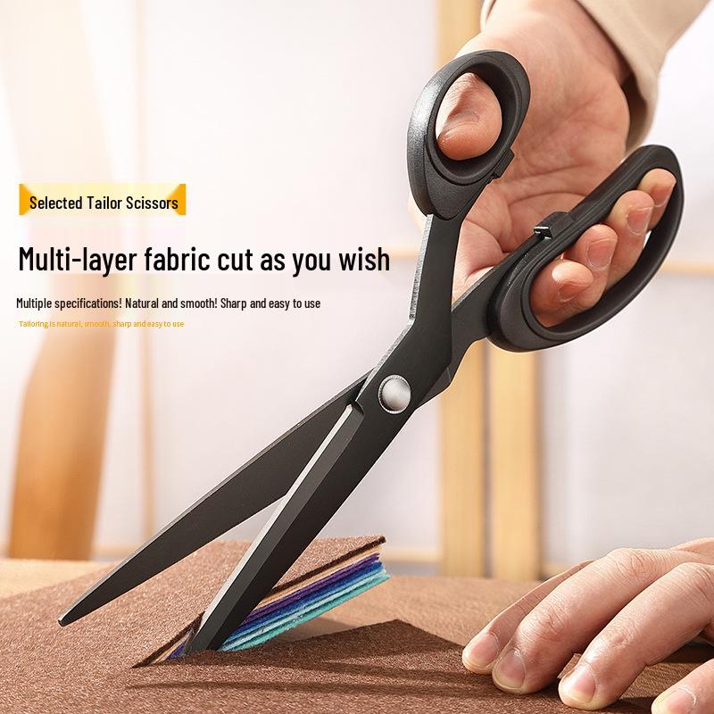 Professional Fabric Cutting Scissors: Tailoring, Dressmaking, Household Sewing, Crafting - Large, Blackened