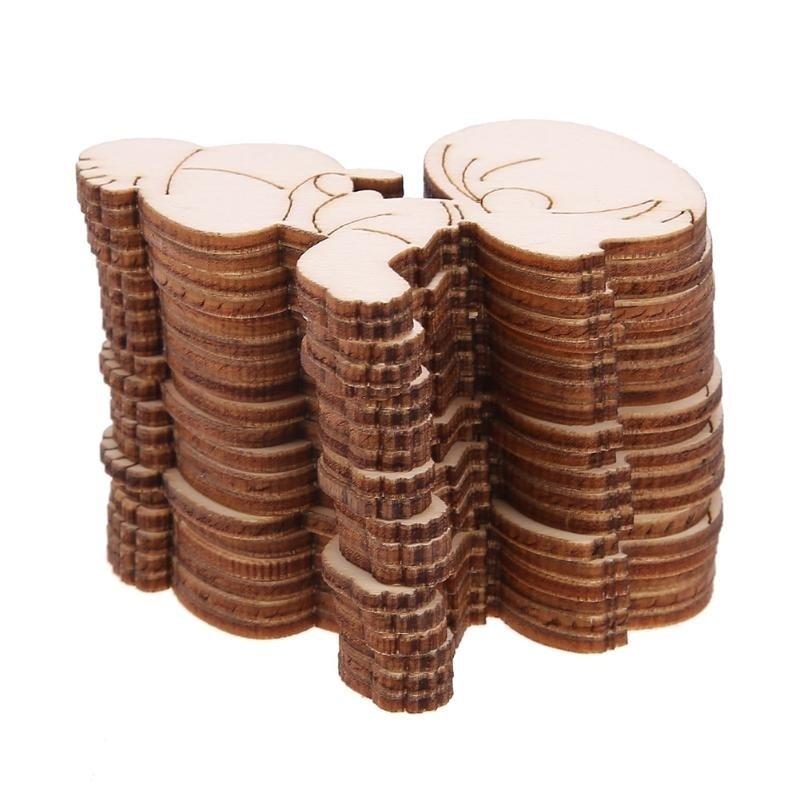 20Pcs Laser Cutting Cute Baby Shape Cards Wooden Chips Craft DIY Wedding Decoration Baby Shower Supp