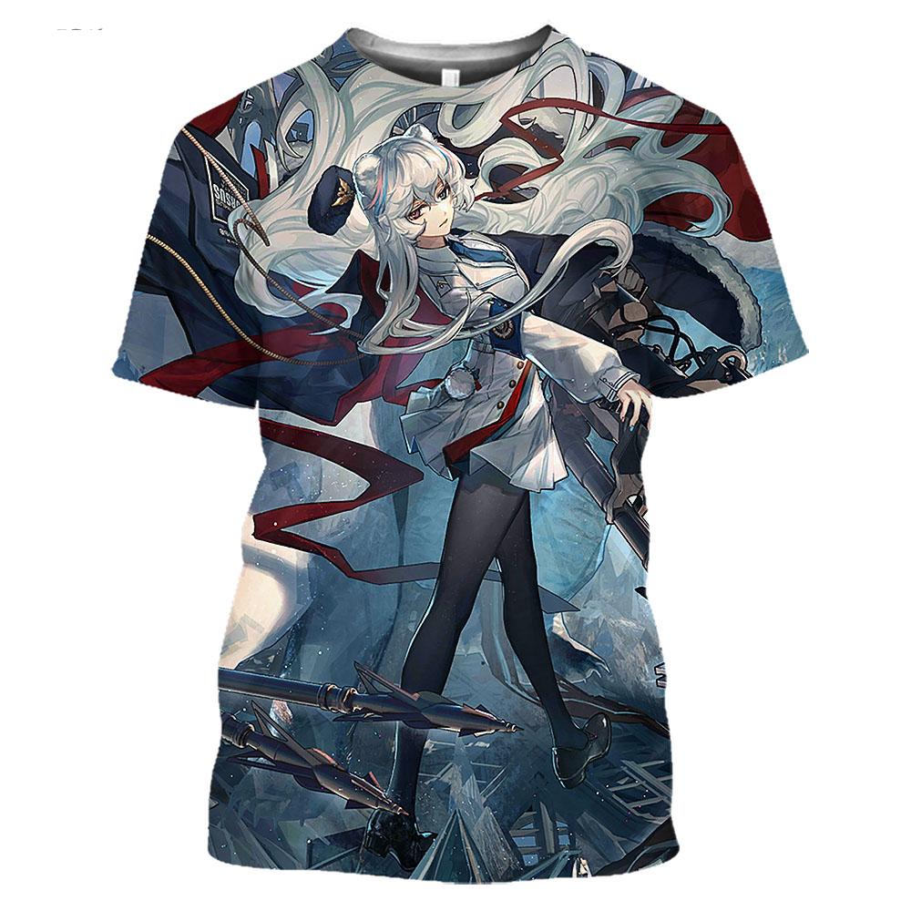 Arknights Vintage T Shirt Men Anime Cosplay Arknights Graphic Tee Casual O-Neck Kawaii Clothes Summer Short Sleeve Plus Size Tops