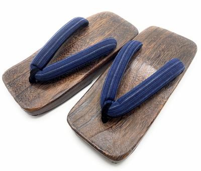 Sandale Kimono Paulownia Geta Bleumarin cu dungi Yukata Zori, mărime standard, pentru bărbați [Orașul Asakusa] (Yukata pentru bărbați)