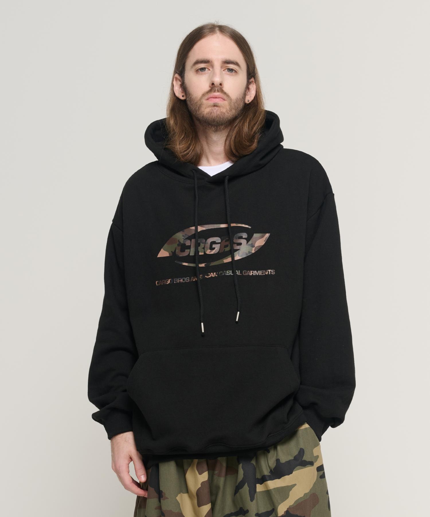 Cargo Bros Over Box Logo Oversized Hoodie (Black/Camo) M