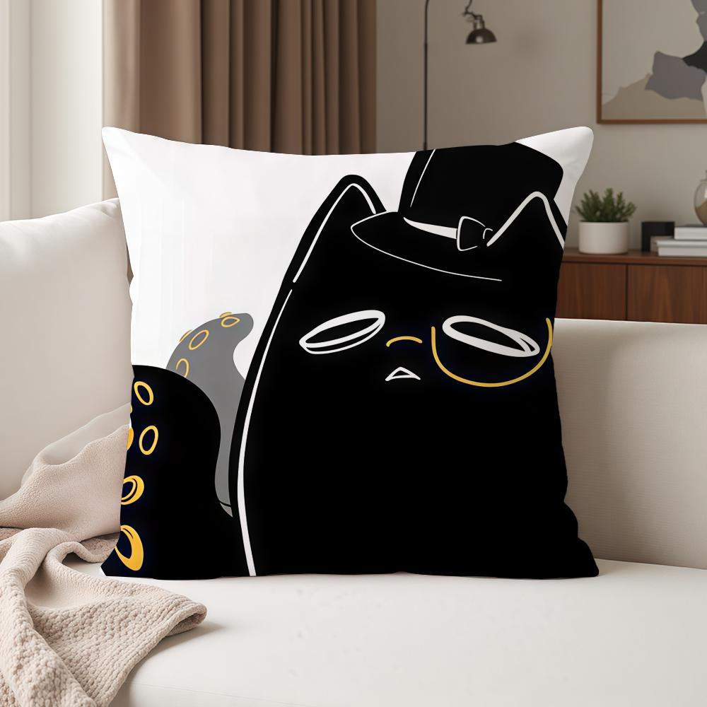 Cartoon Print Pillow Cover, Invisible Zipper Durable, Home Bedroom Cushion Cover