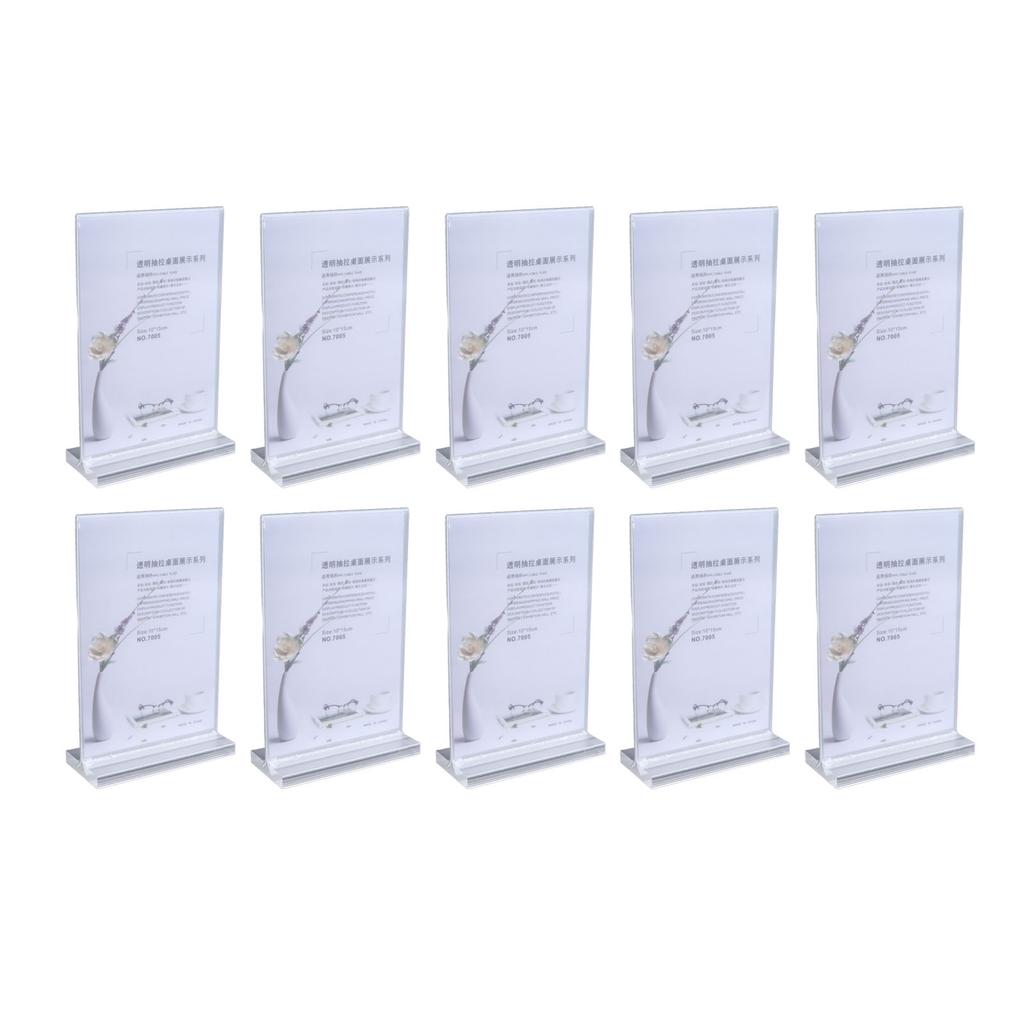 10 Pcs Clear Acrylic Place Card Holder Acrylic Sign Holder Transparent T Shaped Double Sided