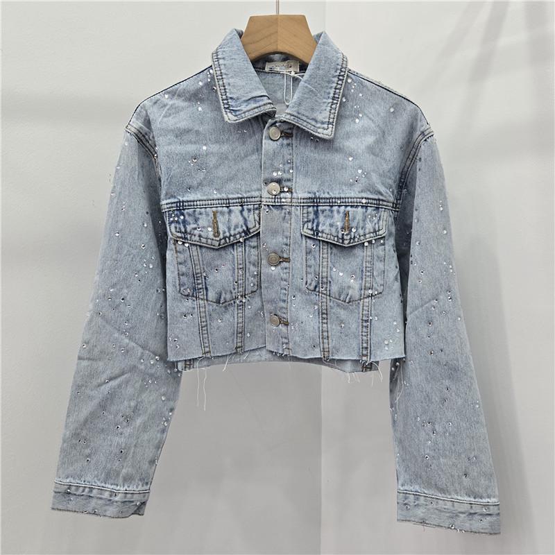 European Station 2026 Spring Rhinestone Embellished Loose-Fit Women's Denim Jacket