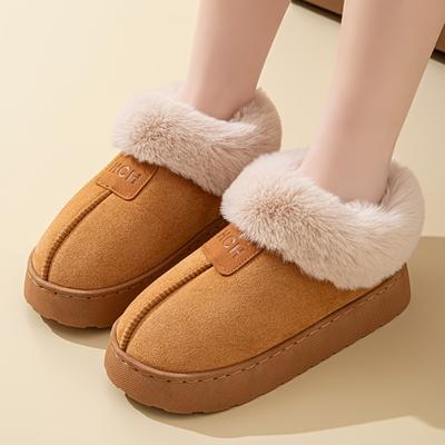 Pantofole Invernali da Donna con Fondo Spesso, Lettere in Peluche, Design Comodo, Tendenza alla Moda, Materiale Durevole