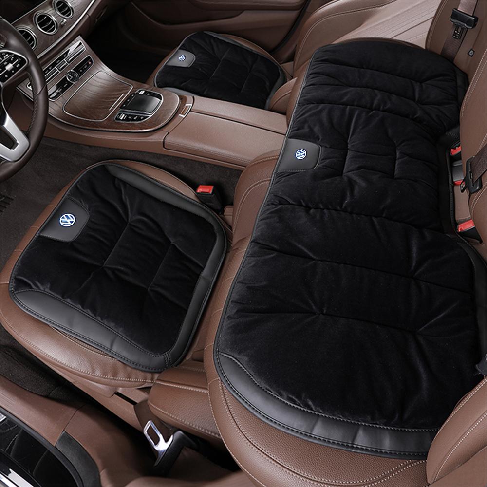 W16Flannel Car Seat Cushion Winter Warm Front Chair Rear Seat Pad For Volkswagen VW R Polo Passat Rline Golf 4 5 6 Tiguan Jetta GTI