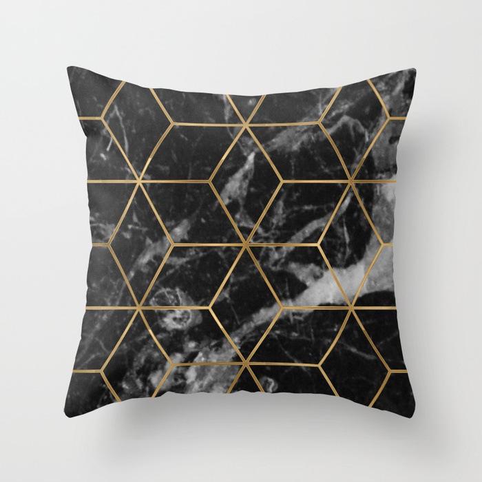 Fashionable and Simple Geometric Golden Peach Leather Velvet Pillow Case Car Sofa Cushion Pillow Backrest Lazy Man