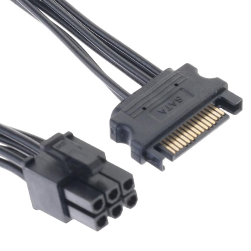 Sata15pin to 6Pin Male Connectors Cable for GPU Power Supply Cable Power Supply Extension Computer Power Cable 7.87in