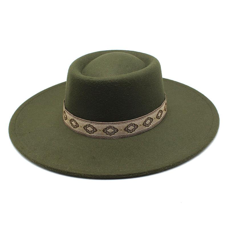 Cappello classico in feltro di lana britannica a tesa larga per uomo donna protezione solare da esterno