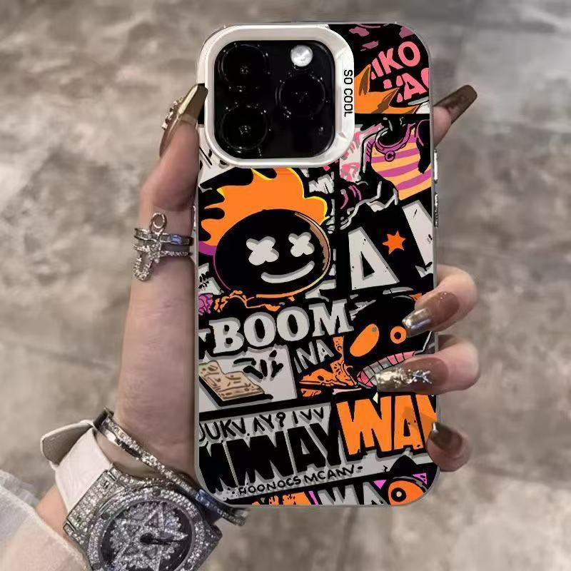 Graffiti Streetwear Cartoon Handyhülle für iPhone 17 Air 16 15 14 11 Pro 13 12 XR 8 7 Matt Laser Bumper Stoßfestes Hartschalen Cover