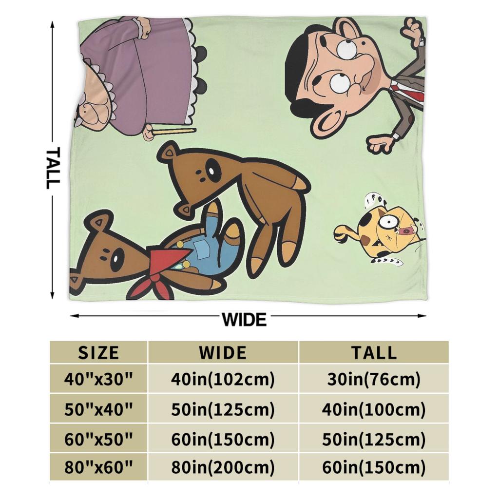 Mr Beans  Flannel Blankets Winter  Soft Durable Bedding Throws for Kids Adult Couch Bed Novelty Bedspread Sofa Bed Cover