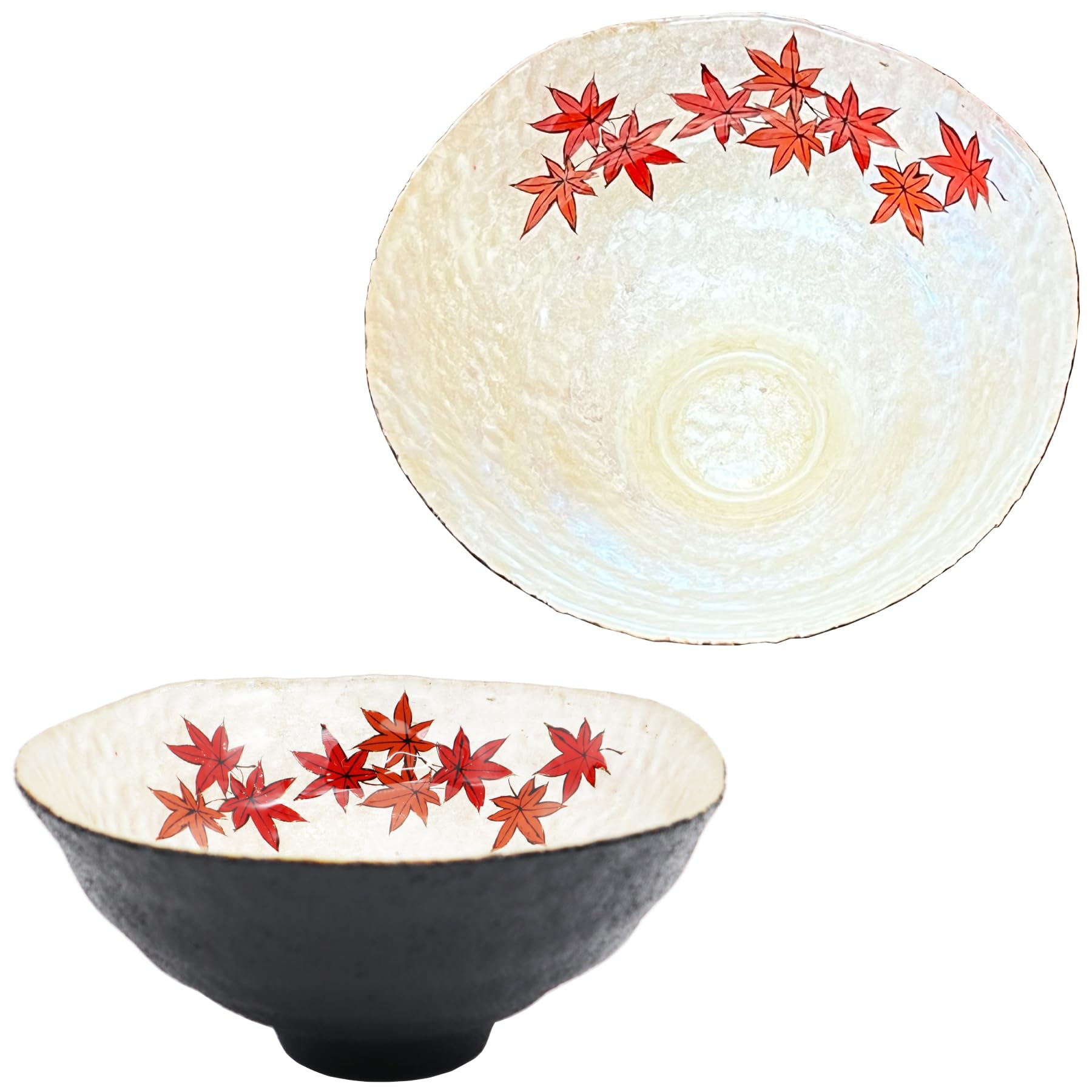 

Kasyou Studio Autumn Leaves Glass Matcha Bowl by Yoshida Glass Tea Ceremony Bowl Maki-e Hanamasa,