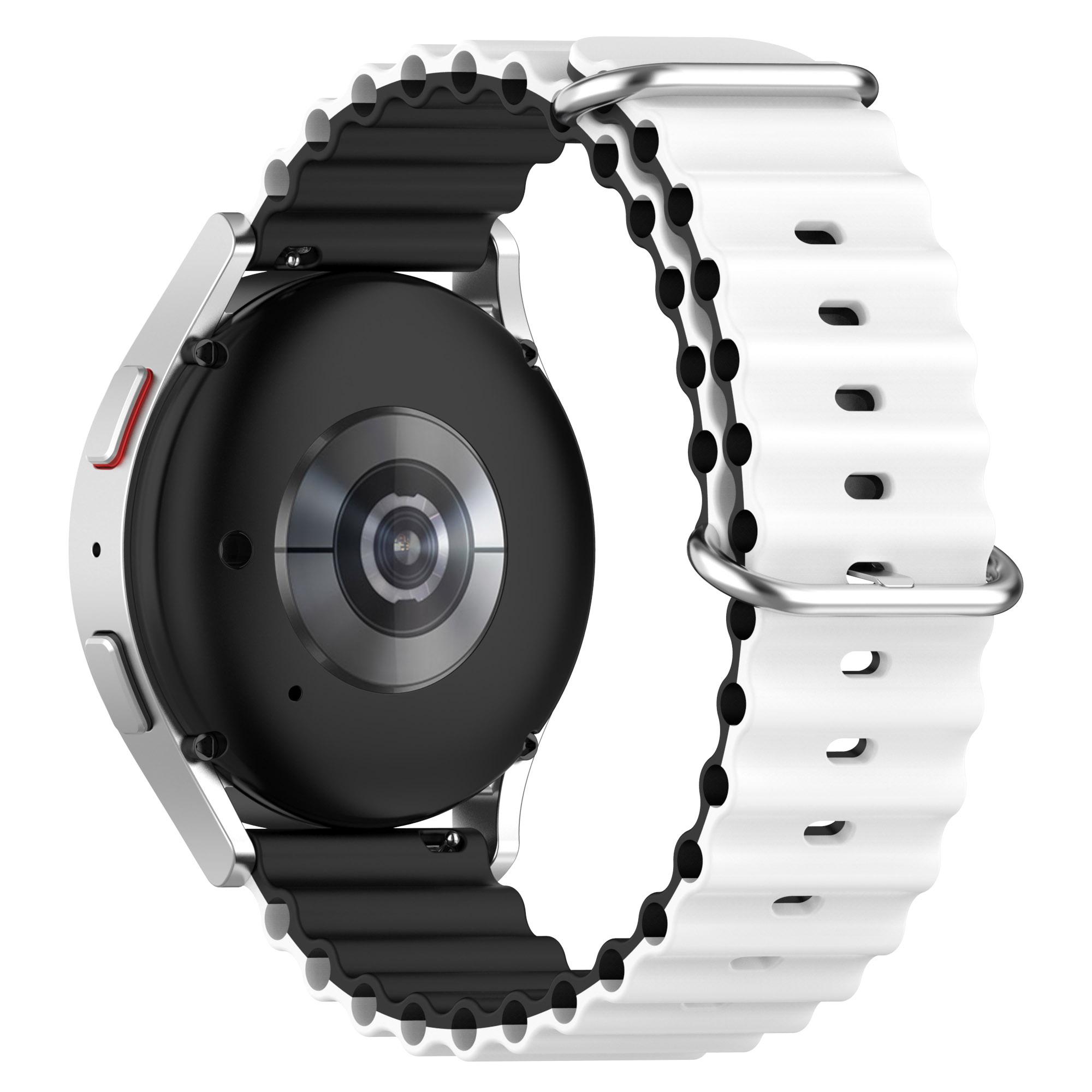 

For Huami Amazfit GTS 4/GTS 4 Mini/GTS 3 Dual Color Silicone Watch Strap 20mm Wave Design Adjustable Wrist Band White/Black