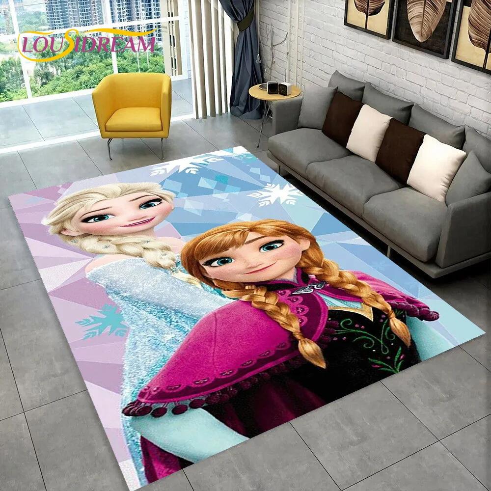 Frozen Elsa Princess Snow Queen Cartoon Carpet Rug for Home Living Room Bedroom Sofa Doormat Decor,Kid Non-slip Floor Mat