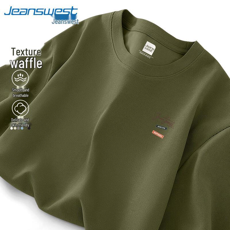 

Jeanswest Men s 2025 Summer Loose Fit Waffle Knit T-Shirt 5XL