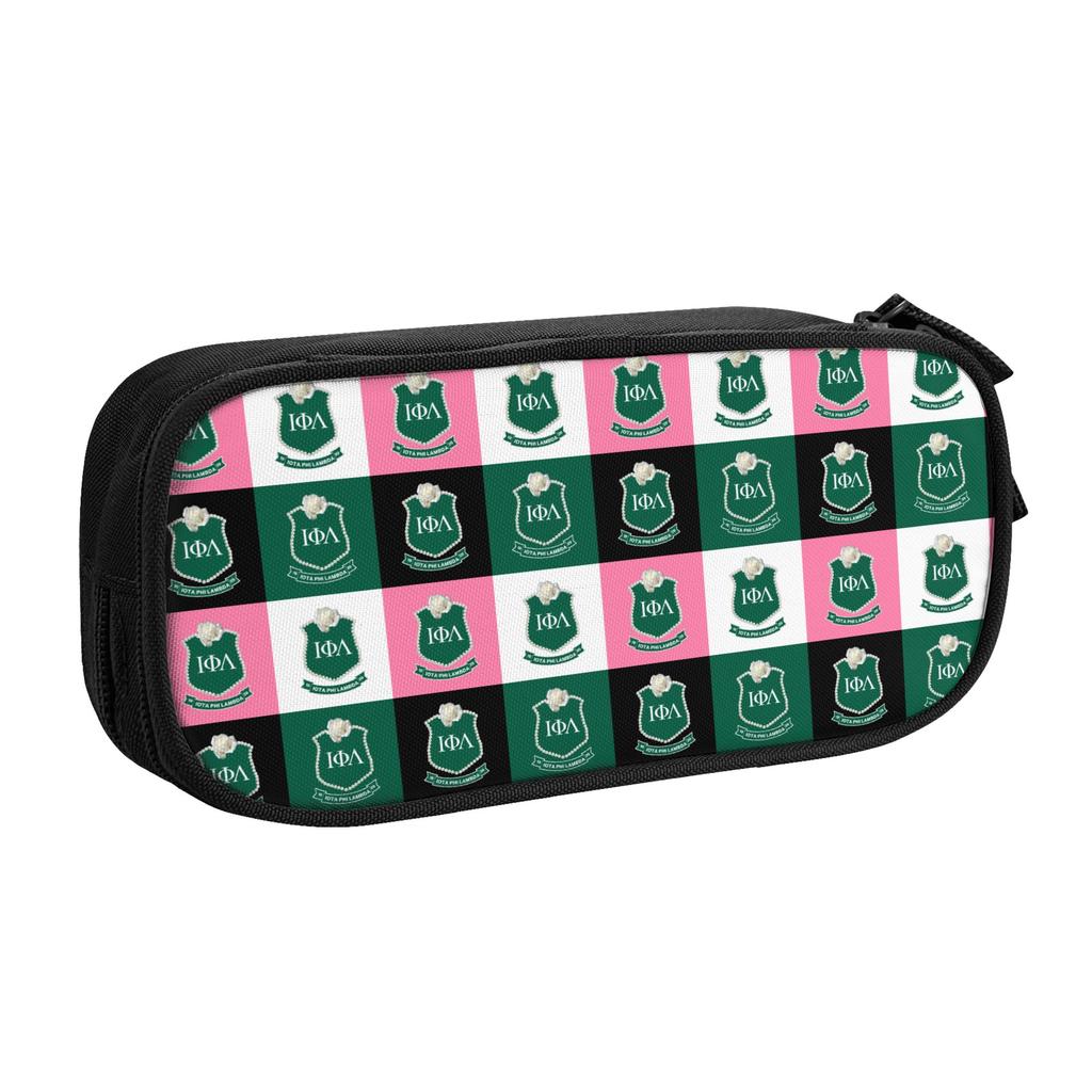 Iota Phi Lambda Checkered Plaid Pencil Cases for Boy Girl Large Capacity 1929 Pen Box Bag Stationery
