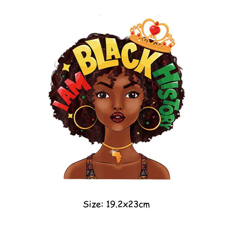 Juneteenth 1865 Sticker Patch For Clothes July 4th Black Girl Free 1776 DIY Heat Transfer Clothes Stickers Iron On Thermal Patch