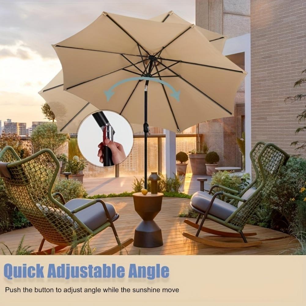 9ft Outdoor Patio Umbrella with Push Button Tilt and Crank Handle, Outdoor Patio/Market Table Umbrella, UV Protected, Waterproof