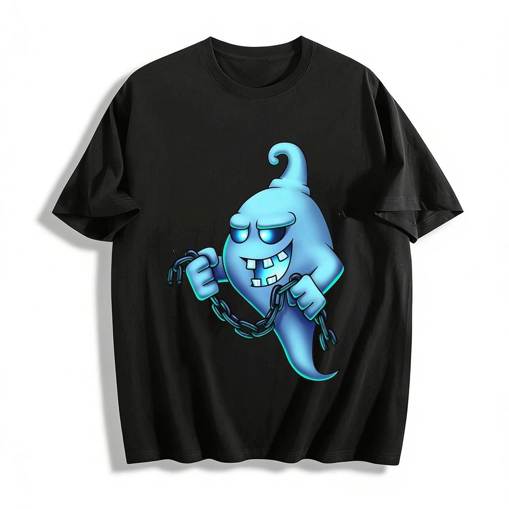 

Spooky Chain-Breaking Ghost Graphic Casual Top Pure cotton T-shirt XXS