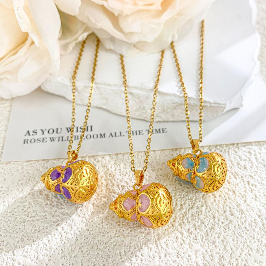 Necklace Ancient Gold Auspicious Gourd Necklace Light Luxury Niche Fashion High Sense Does Not Fade Necklace Accessories Women's Summer