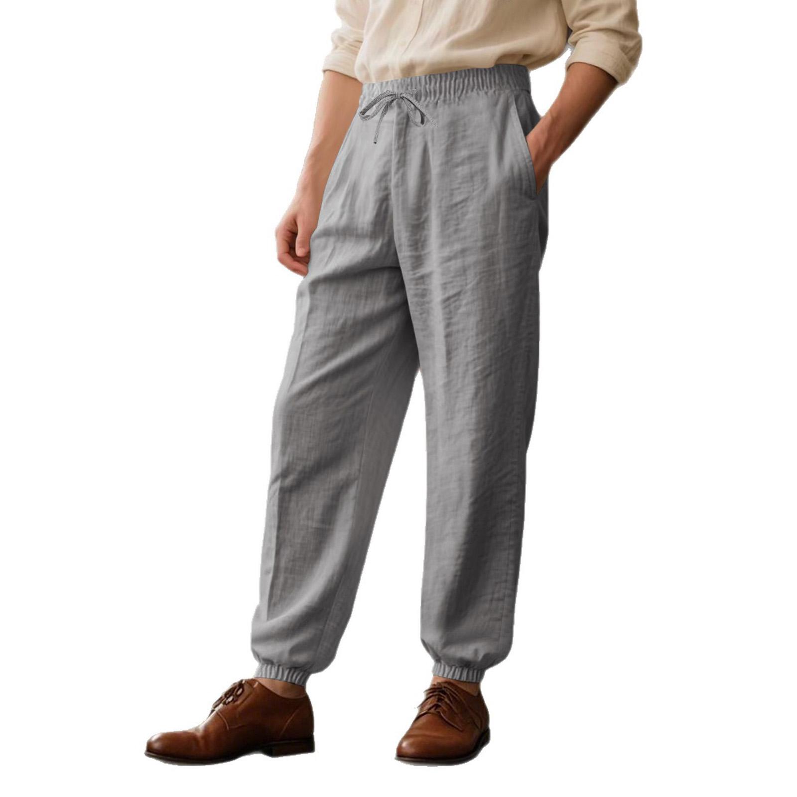 

Men s Leisure Double Pockets Tie The Feet Trousers XL