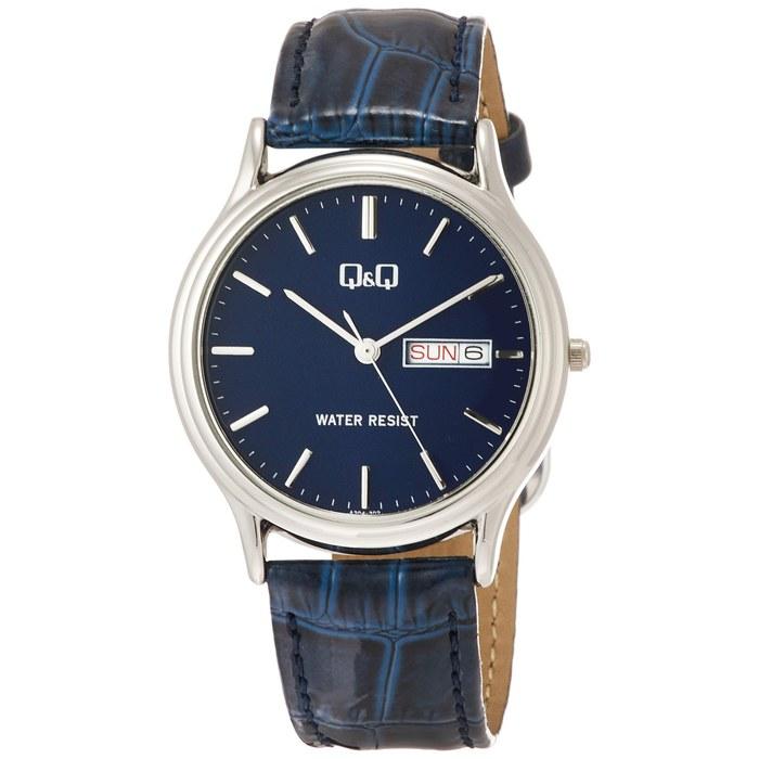 [Citizen Q&Q] Analog Watch Waterproof Date Day Leather Strap A204-302 Men s Navy