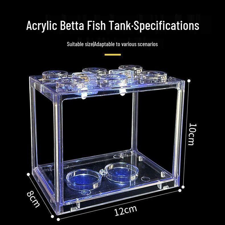 

Новый акриловый аквариум 2025 года: Компактный дисплей для бойцовых рыбок из Таиланда для обеденного стола 2 Pack + 2 Embedded Lights/White