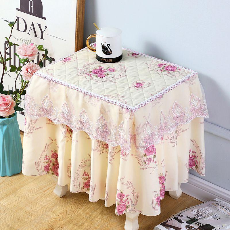 Thickened Bedside Table Cover Cloth Non Slip Dustproof Bedroom Nightstand Cover European Dust Cover Fabric Lace Set Cover