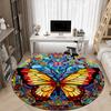 1pc Butterfly Stained Glass Chair Carpet for Office, Soft, Non-Slip Polyester Mat, Office, Entryway, Living Room, Bedroom,  yy251207279