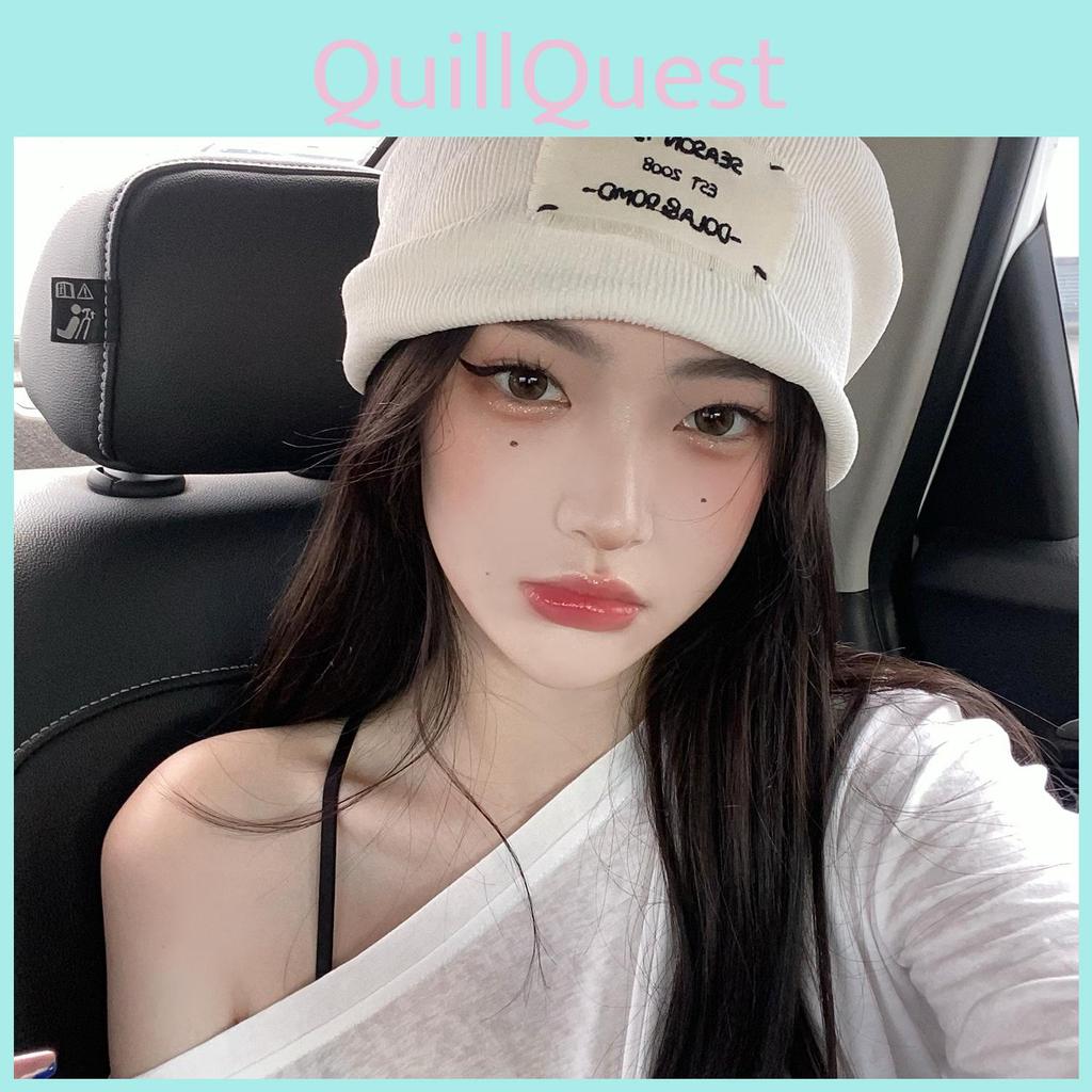 Knit Japanese Trendy Beanie For Winter Women Warm Medium Size Hat Acrylic