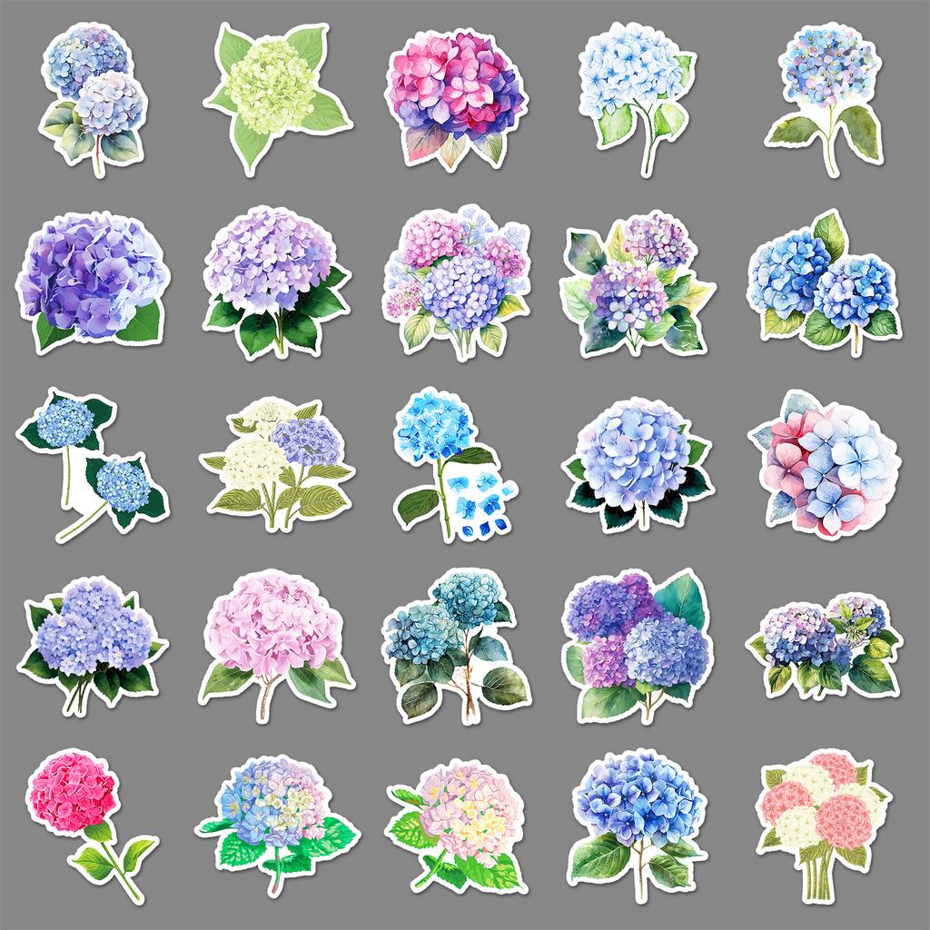 50 Hortensien Graffiti Aufkleber Personalisierte Kleine Frische Blumen und Pflanzen Dekoration Handy Computer Wasserbecher Aufkleber
