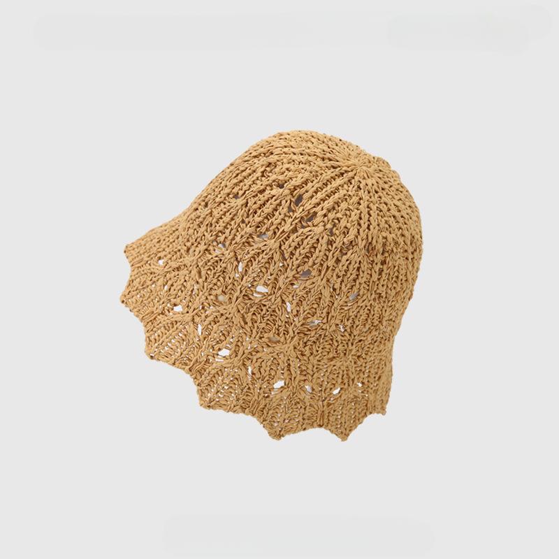 New Straw Hollow Bucket Hat Women's Sunshade Sunscreen Lace Pot Hat