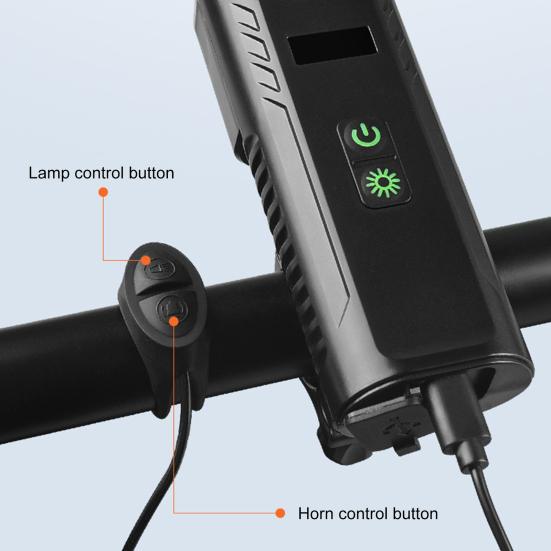 Bicycle Front Light Super Bright USB Rechargeable Quick Release Power Display High Decibel Horn Night Lighting Life Waterproof