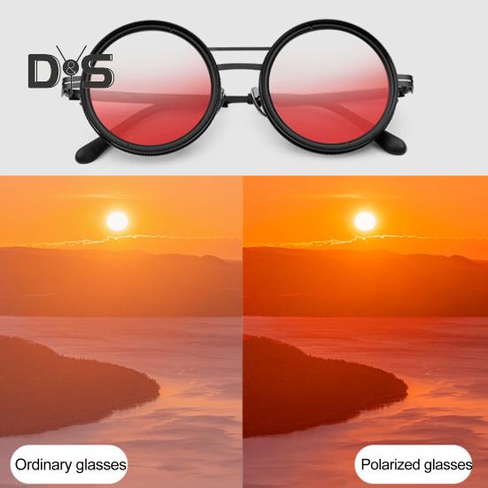 Adjustable Tint Sunglasses for Men Women UV Protection Round Polarized Sunglasses Retro Circle Eyeglass with Gradient Lenses for Beach Driving