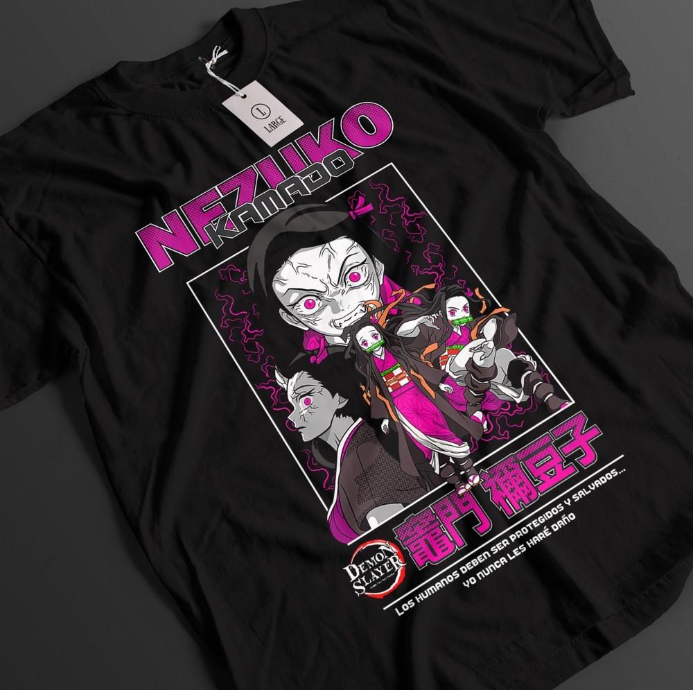 

Рубашка Истребитель демонов Футболка Незуко Футболка Тандзиро KNY Аниме Зеницу Топ Аказа Мудзан Футболка M