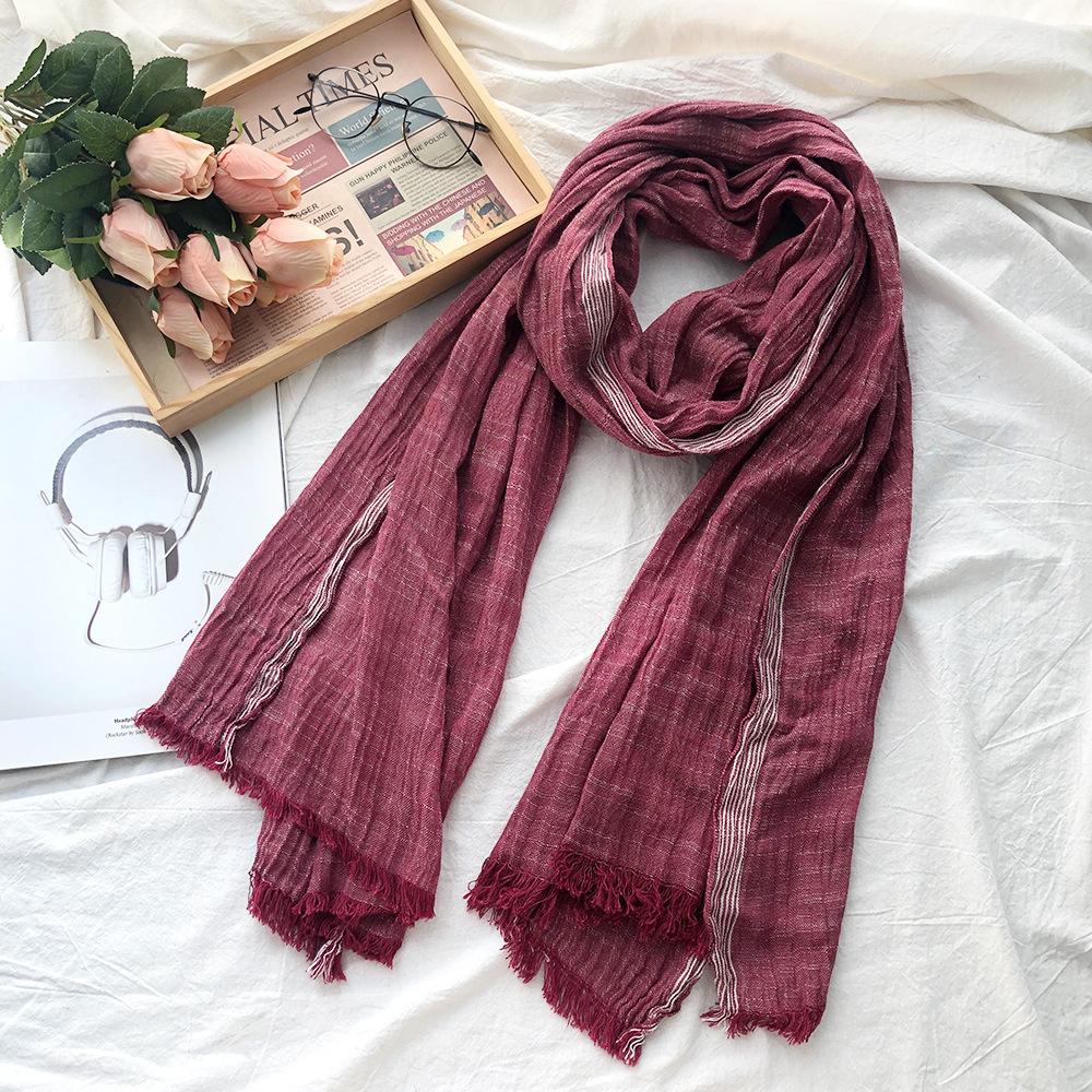 Fashion Striped Cotton Linen Scarf For Men Women Soft Warm Pashmina Short Tassel Scarves Male Accessories Bufandas Shawls