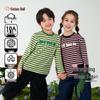 Comfortable Cotton-Spandex Striped Long-Sleeve T-shirt for Kids - Spring/Autumn 2026, Antibacterial A-Class Base Layer