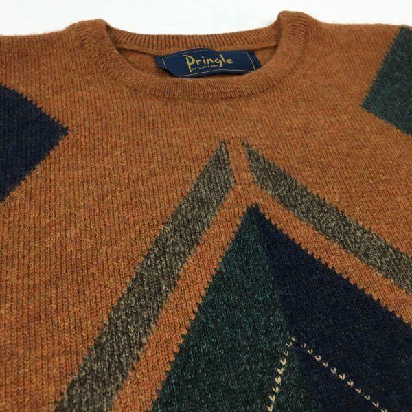 Pringle Argyle Knit Sweater Brown Size ML(USED)