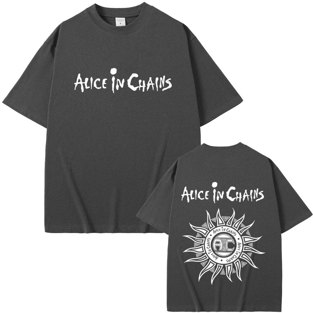 Rock Band Alice In Chains Tshirt Men Women Gothic Punk Cool Streetwear Male Fashion Vintage Oversized Soft Cotton Tshirt Tops