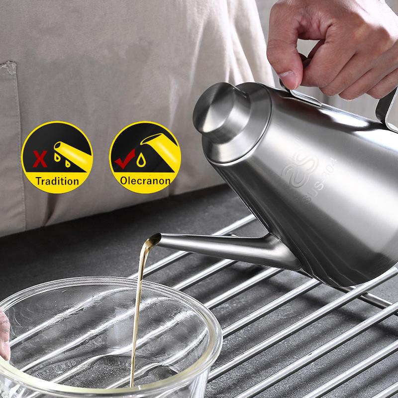 Stainless Steel Oil Bottle Oil Pourer Leakproof Seasoning Pot Kitchen Sauce Dispenser Strainer Container Storage Jars For Spice