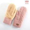 Women Winter Warm Thick Fleece Lined Knitted Mitten Gloves