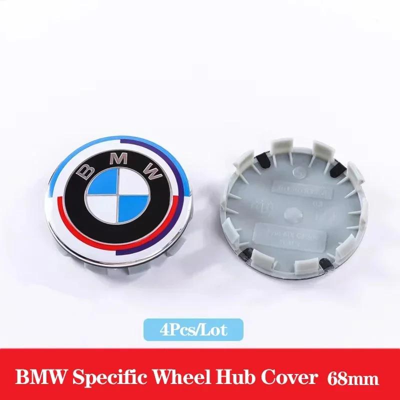 4pcs 56/68mm Auto Hub Caps Car Wheel Center Cover Hubcaps Decoration Accessories For BMW 50th Anniversary LOGO Badge Emblem