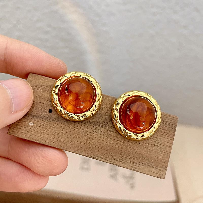 Fashion C-Shaped Amber Color Resin Hoop Earrings For Women Girls Charm Trend Earring Boucle Oreille Exquisite Jewelry